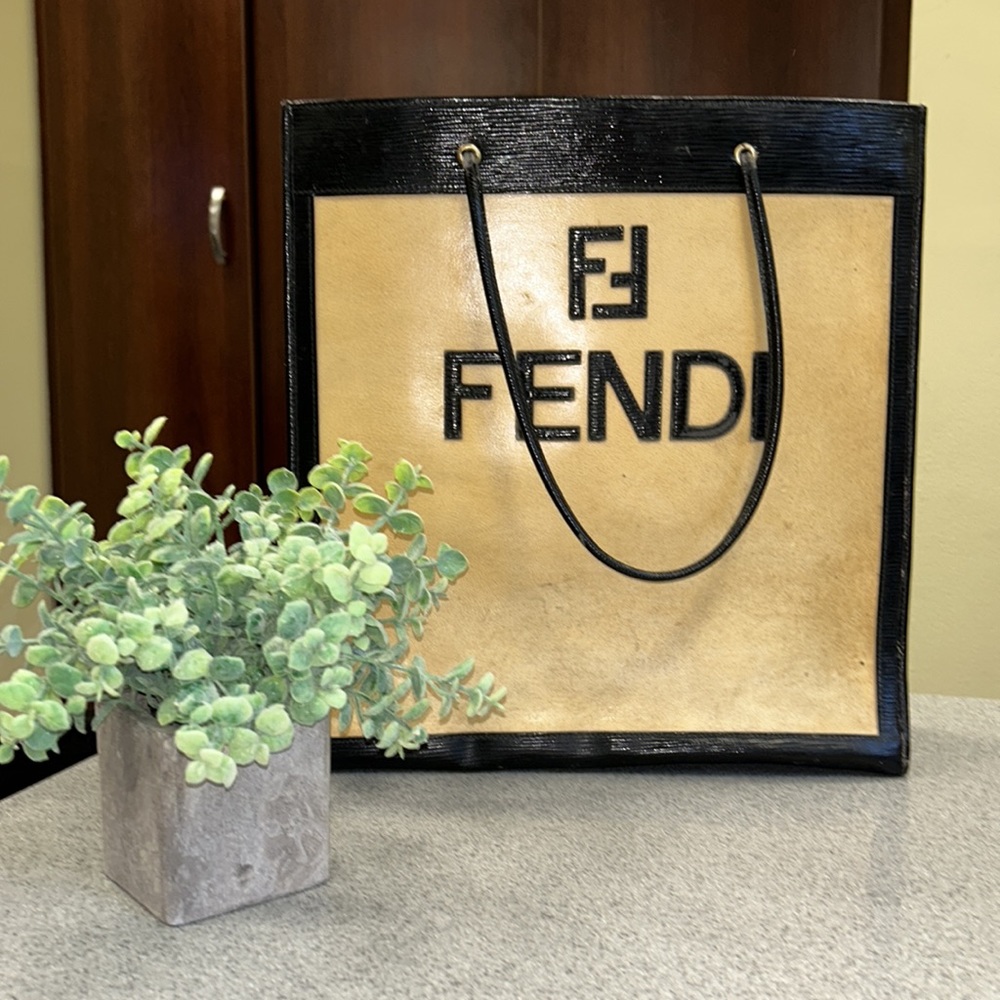 SUPER RARE VINTAGE 90s authentic LARGE Fendi embossed shopper tote OUTRAGEOUS
